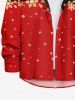 Chemise 3D Etoile Flocon de Neige Noël Imprimés en Blocs de Couleurs avec Poche de Grande Taille à Paillettes - Rouge 7XL