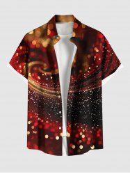 Chemise avec Poches à Imprimé Points de Noël et Boutons Grande-Taille pour Hommes - Rouge 2XL