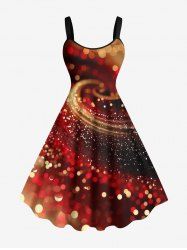 Plus Size Christmas Ombre Light Spot Print A Line Tank Dress -  