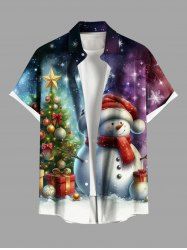 Chemise Boutonnée Imprimé Élément de Noël avec Poche Grande Taille - Multi-A S