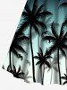 Plus Size Ombre Coconut Tree Bird Print Scalloped V Neck Hawaii Dress With A Belt -  