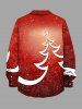 Chemise 3D Etoile Sapin de Noël et Flocon de Neige Imprimés de Grande Taille avec Poche à Paillettes - Rouge XL
