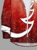 Chemise 3D Etoile Sapin de Noël et Flocon de Neige Imprimés de Grande Taille avec Poche à Paillettes - Rouge 2XL