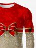 T-shirt de Noël Brillant 3D Flocon de Neige et Nœud Papillon Imprimé de Grande Taille - Multi-A L