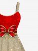 Plus Size Christmas Snowflake Bowknot Sparkling Sequin 3D Print Tank Dress -  