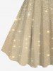 Plus Size Christmas Snowflake Bowknot Sparkling Sequin 3D Print Tank Dress -  