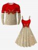 Plus Size Christmas Snowflake Bowknot Sparkling Sequin 3D Print Tank Dress -  