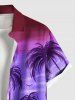 Plus Size Coconut Tree Sun Ombre Print Buttons Pocket Hawaii Shirt For Men -  