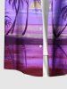 Plus Size Coconut Tree Sun Ombre Print Buttons Pocket Hawaii Shirt For Men -  