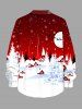 Plus Size Christmas Tree Moon Elk Snowflake Print Buttons Pocket Shirt For Men -  