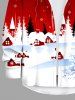 Plus Size Christmas Tree Moon Elk Snowflake Print Buttons Pocket Shirt For Men -  