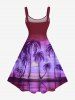 Plus Size Coconut Tree Sun Ombre Print Hawaii Tank Dress -  