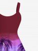 Plus Size Coconut Tree Sun Ombre Print Hawaii Tank Dress -  