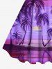 Plus Size Coconut Tree Sun Ombre Print Hawaii Tank Dress -  