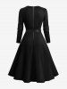 Plus Size Christmas Tree Star Snowflake Glitter 3D Print Scalloped V Neck Dress With A Belt -  