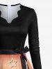 Plus Size Christmas Tree Star Snowflake Glitter 3D Print Scalloped V Neck Dress With A Belt -  