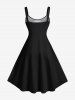 Plus Size Skeleton Christmas Tree Ball Bell Light Candy Print A Line Tank Dress -  