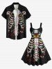 Plus Size Skeleton Christmas Tree Ball Bell Light Candy Print A Line Tank Dress -  