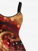 Plus Size Christmas Ombre Light Spot Print A Line Tank Dress -  