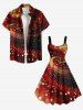 Plus Size Christmas Ombre Light Spot Print A Line Tank Dress -  