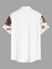 Chemise à Boutons avec Poche Kangourou et à Imprimé Père Noël et Flocons de Neige Grande-Taille pour Hommes - Blanc L