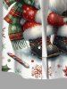 Plus Size Christmas Snowflake Holly Santa Claus Candy Print Button Pocket Shirt For Men -  