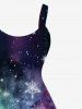 Plus Size Christmas Tree Ball Snowflake Snowman Ombre Galaxy Print A Line Tank Dress -  