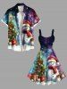Plus Size Christmas Tree Ball Snowflake Snowman Ombre Galaxy Print A Line Tank Dress -  
