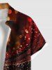 Chemise avec Poches à Imprimé Points de Noël et Boutons Grande-Taille pour Hommes - Rouge 3XL