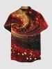 Plus Size Christmas Ombre Light Spot Print Button Pocket Shirt For Men -  