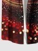 Plus Size Christmas Ombre Light Spot Print Button Pocket Shirt For Men -  