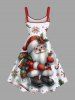Plus Size Christmas Snowflake Holly Santa Claus Candy Print A Line Tank Dress -  