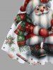 Plus Size Christmas Snowflake Holly Santa Claus Candy Print A Line Tank Dress -  