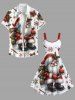 Plus Size Christmas Snowflake Holly Santa Claus Candy Print A Line Tank Dress -  