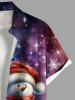 Chemise Boutonnée Imprimé Élément de Noël avec Poche Grande Taille - Multi-A S