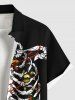 Chemise Boutonnée Imprimé Arbre et Squelette de Noël Grande Taille avec Poche en Forme de Boule - Noir XL