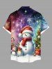 Chemise Boutonnée Imprimé Élément de Noël avec Poche Grande Taille - Multi-A 2XL