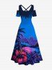 Plus Size Coconut Tree Floral Sea Galaxy Cloud Print Hawaii Crisscross A Line Maxi Dress -  