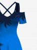 Plus Size Coconut Tree Floral Sea Galaxy Cloud Print Hawaii Crisscross A Line Maxi Dress -  