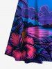 Plus Size Coconut Tree Floral Sea Galaxy Cloud Print Hawaii Crisscross A Line Maxi Dress -  