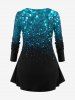 Plus Size Christmas Tree Ball Hat Cats Sparkling Sequin 3D Print T-shirt -  