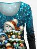 Plus Size Christmas Tree Ball Hat Cats Sparkling Sequin 3D Print T-shirt -  