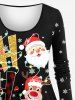 Plus Size Christmas Hat Santa Claus Elk Snowman Snowflake Print T-shirt -  