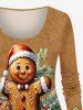 Plus Size Christmas Hat Gingerbread Candy Holy Fruit Leaf Print T-shirt -  