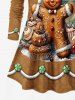 Plus Size Christmas Hat Gingerbread Candy Holy Fruit Leaf Print T-shirt -  