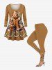 Plus Size Christmas Hat Gingerbread Candy Holy Fruit Leaf Print T-shirt -  
