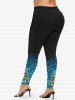 Plus Size Christmas Tree Ball Hat Cats Sparkling Sequin 3D Print Leggings -  