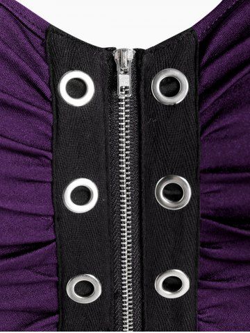 Lace Up Grommets Full Zipper Gothic Tank Top