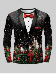 T-shirt Imprimé Élément de Noël Grande Taille - Noir 5XL