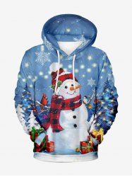 Sweat à capuche à manches longues pour homme, motif sapin de Noël, flocon de neige, bonhomme de neige, poche avec cordon de serrage - Bleu M